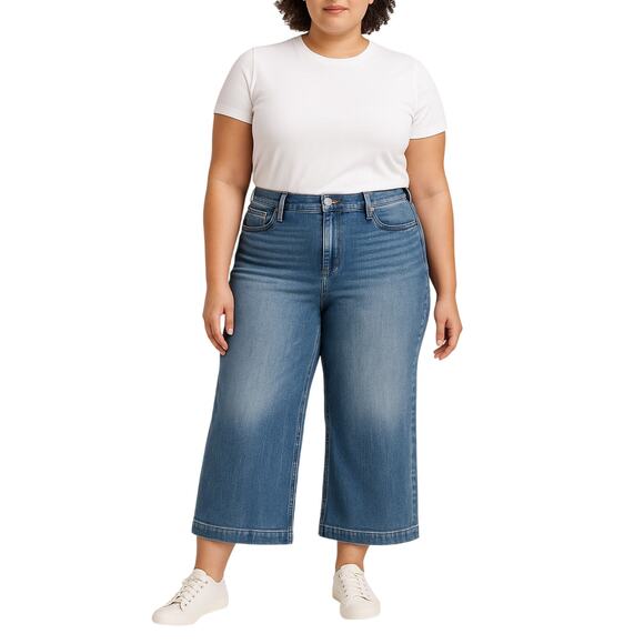 J.Crew Factory Petite Classic Wide-leg Jean in All-day Stretch CG448 size 30P - Picture 1 of 6